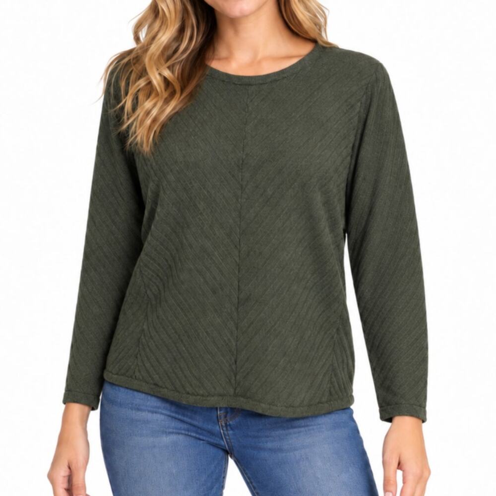 Vila Milano NWT Olive Green Ribbed Dolman Sleeve Pullover Sweater Top Women's S